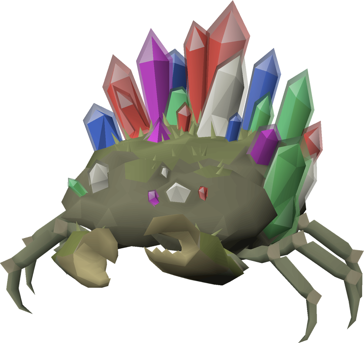 The Gemstone Crab, a mossy crab with coloured crystals growing from its shell